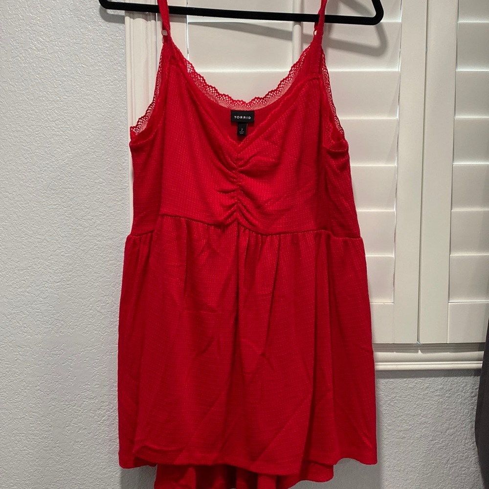 Plus Size Red Spaghetti Strapped Blouse